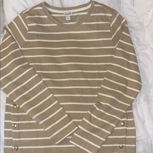 J. Crew Tan and White Striped Top